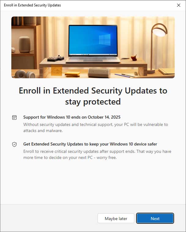 enroll in the Extended Security Update (ESU) program