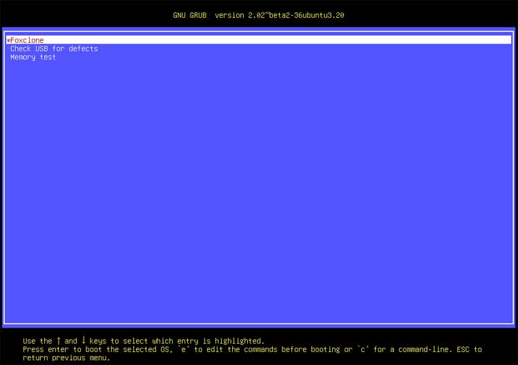boot the computer with the Foxclone