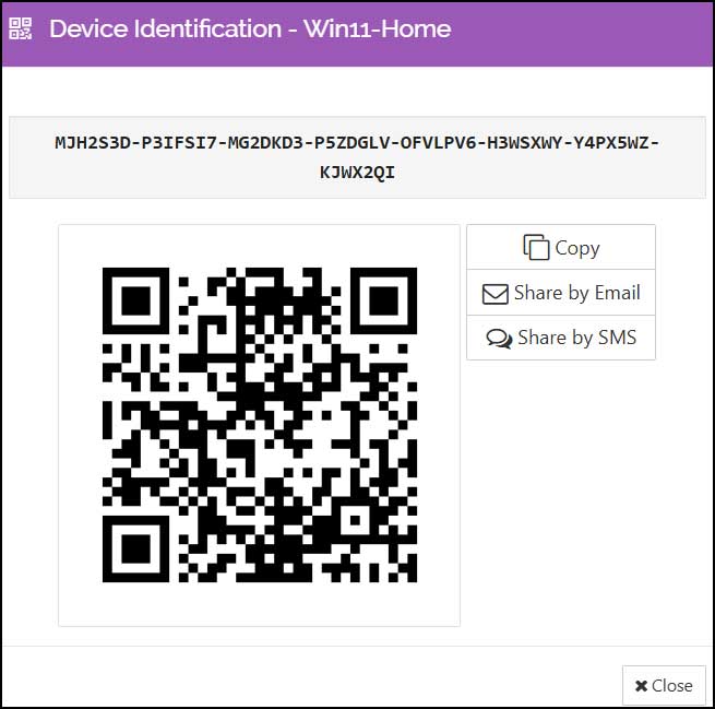 Syncthing share identification code