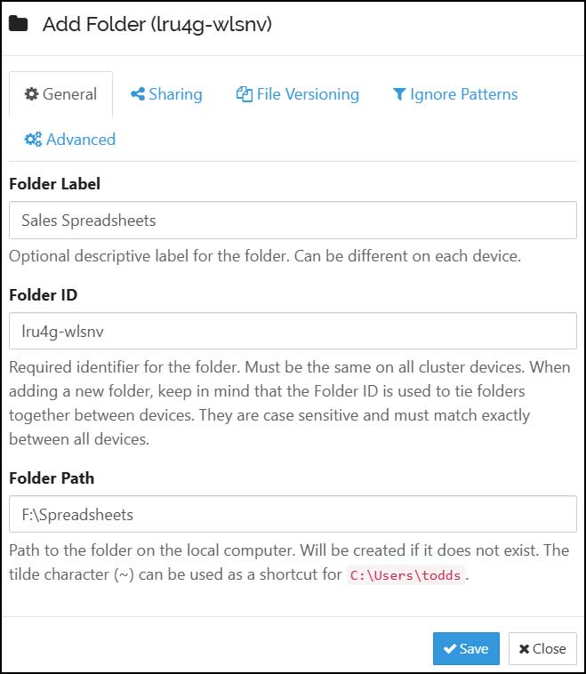 Syncthing add folder
