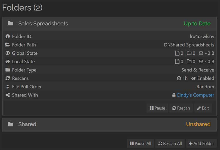 Syncthing shared folder
