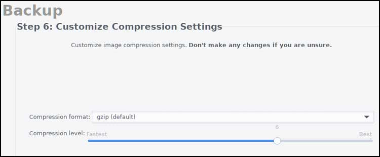 Rescuezilla select compression level