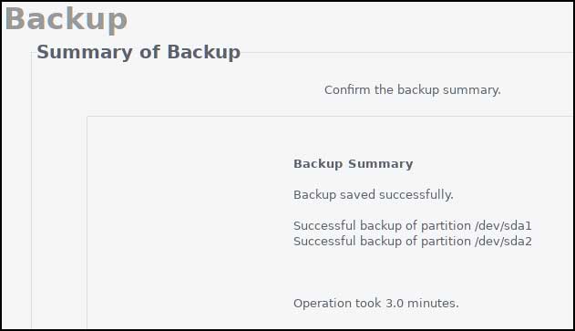 Rescuezilla backup summary