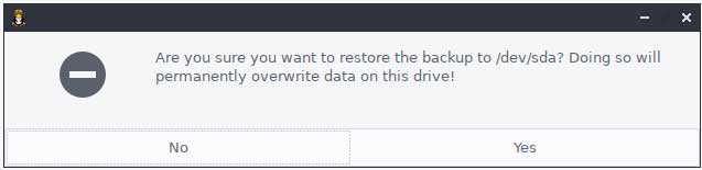 Rescuezilla overwrite data warning