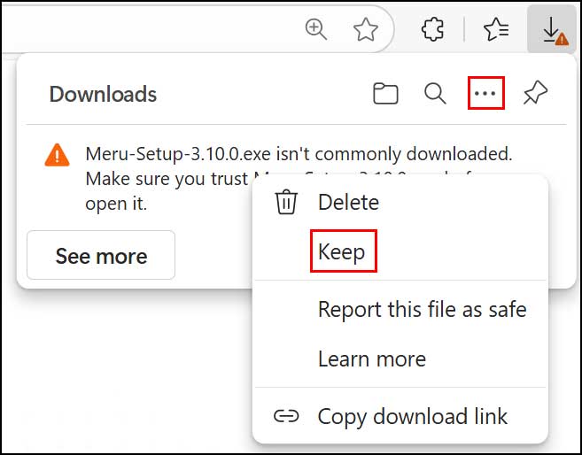Microsoft Edge blocking download