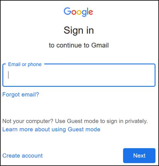 Gmail app access sign in 