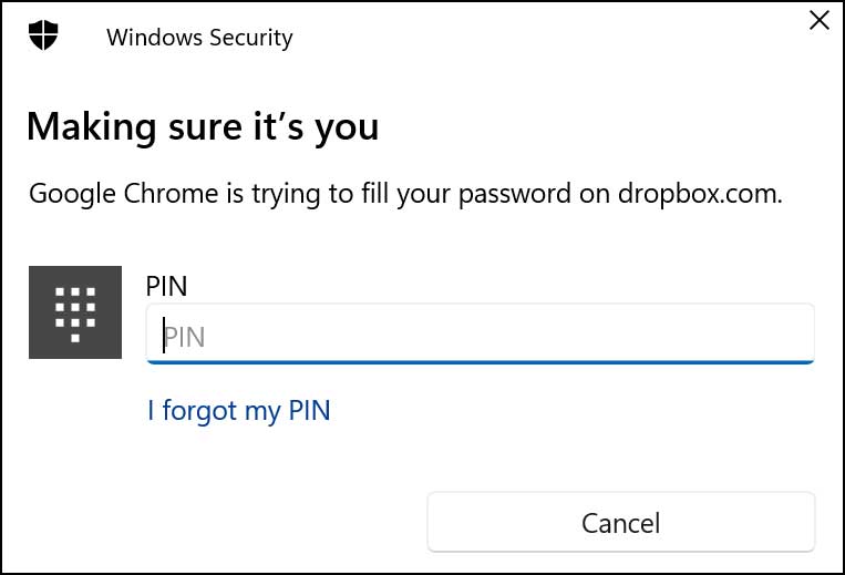 Disable the Windows Hello PIN Prompt when Using Saved Website Passwords in Chrome