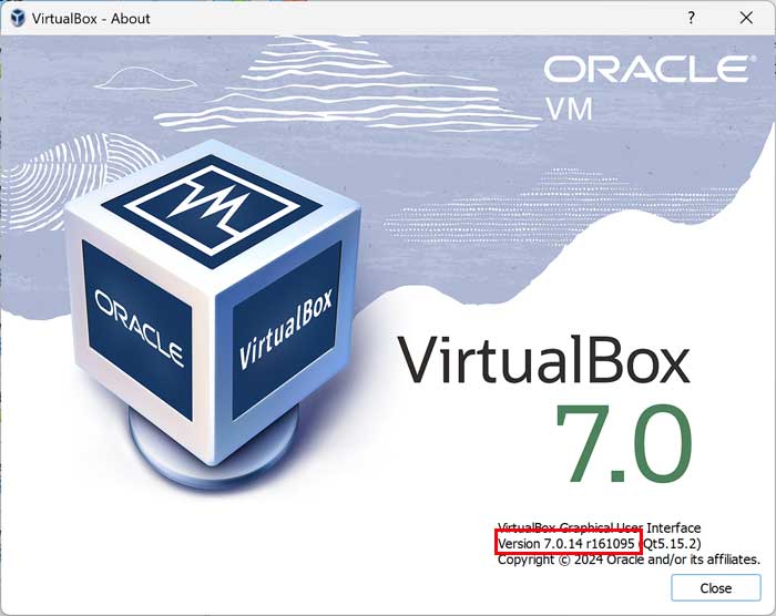 VirtualBox Help and About VirtualBox