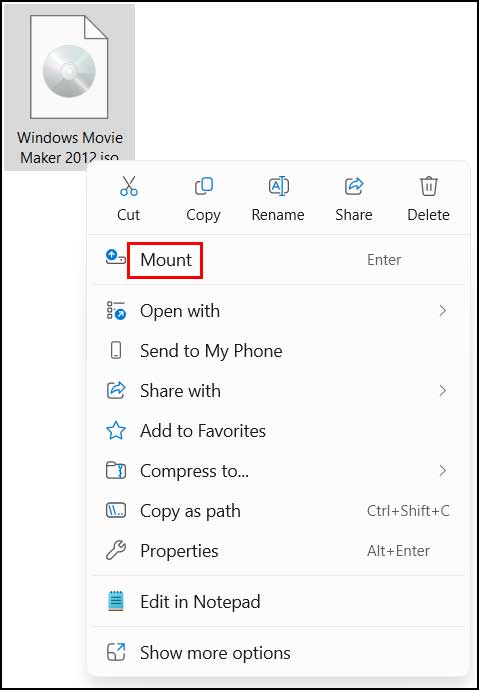 Mount ISO image file