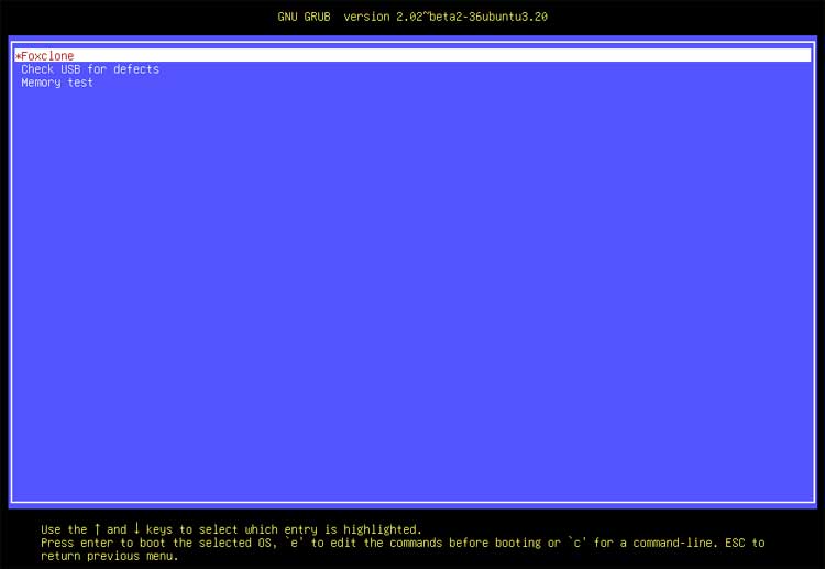 Foxclone boot screen