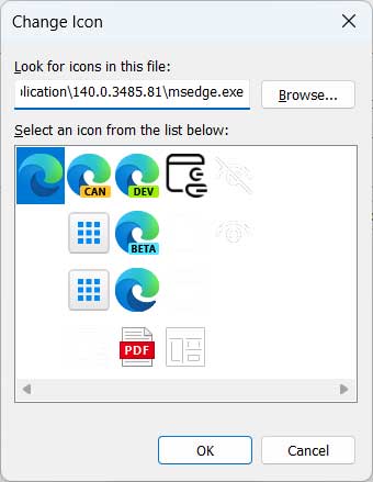 Change shortcut icon