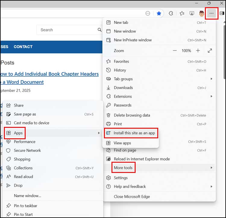 Creating a Windows Web App Shortcut to Your Website