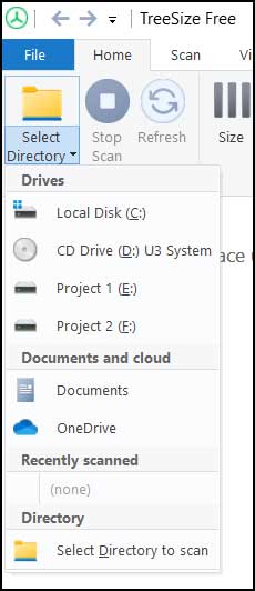 TreeSize Free select directory