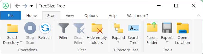 TreeSize Free Scan Tab