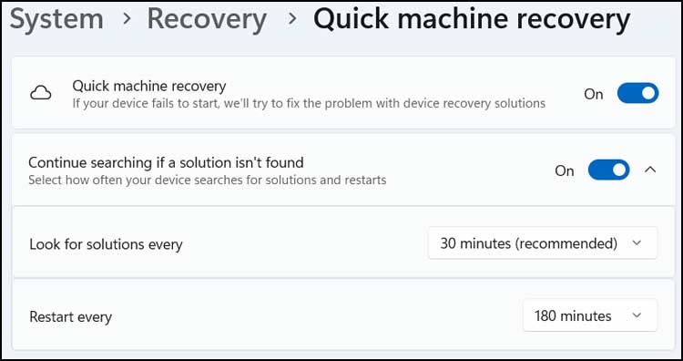 The Windows 11 Quick Machine Recovery Repair (QMR) Feature Overview