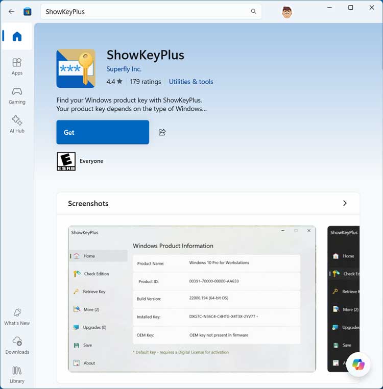 ShowKeyPlus Microsoft Store