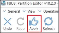 NIUBI Partition Editor Apply Changes