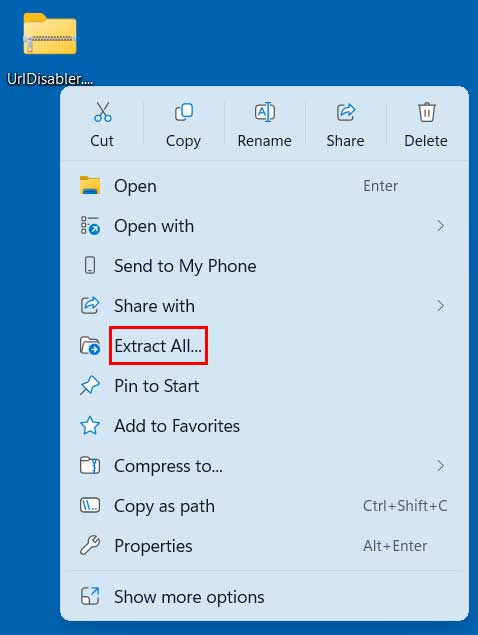 right zip file and choose Extract All 