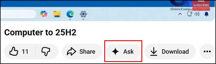 YouTube Ask button