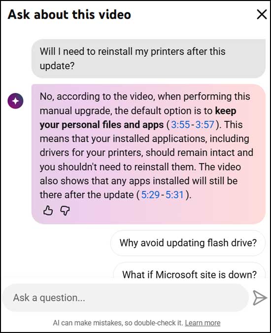 YouTube AI prompt