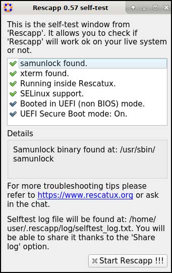 Rescapp self test