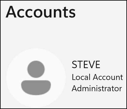 Windows account settings administrator account