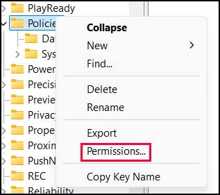 Windows Registry Editor change Permissions
