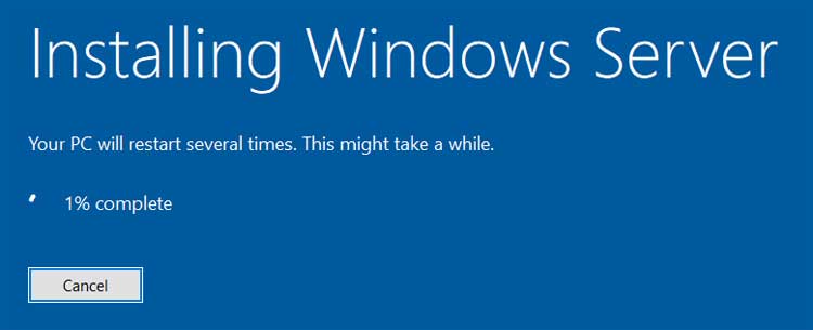 Windows installation progress