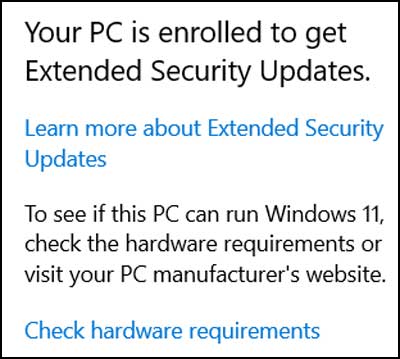 Windows Update check ESU status