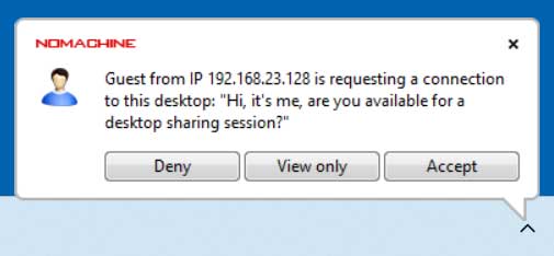 NoMachine access permission notification