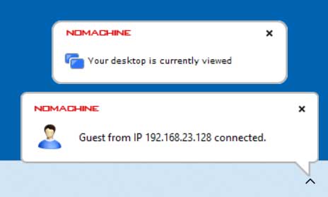 NoMachine connection notification