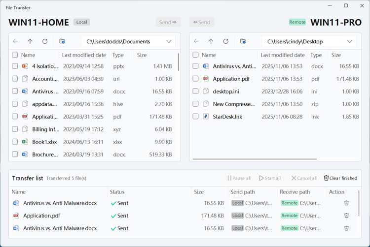 StarDesk remote file transfer feature