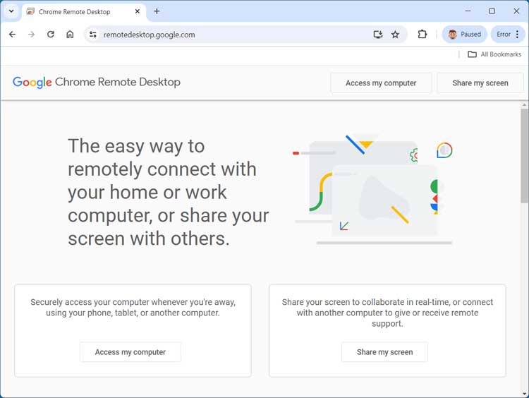 Chrome Remote Desktop website