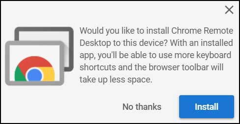 Install the Chrome Remote Desktop app