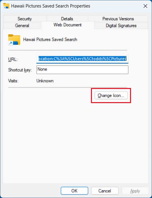 Change shortcut icon