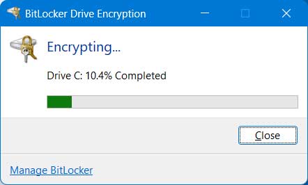 BitLocker encryption process