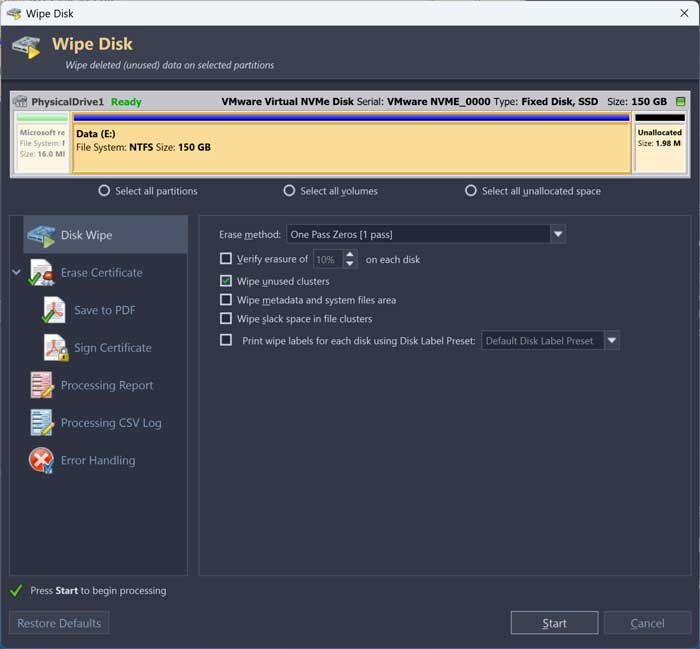 Wipe Free Space, Entire Drives & Operating System Drives