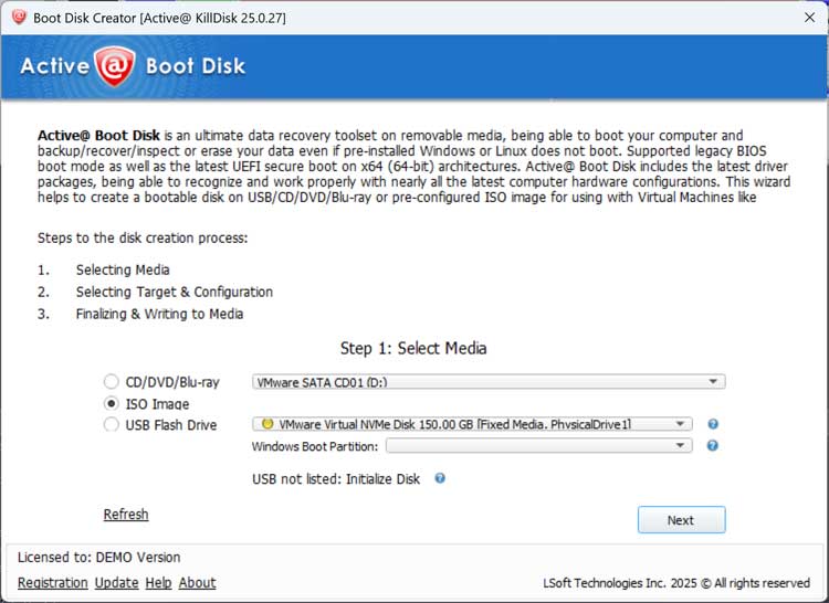 Create KillDisk boot disk