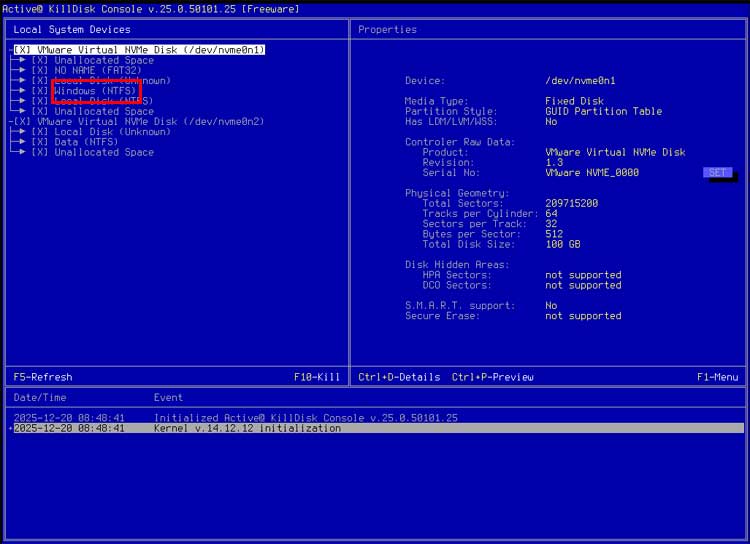 Wipe Free Space, Entire Drives & Operating System Drives
