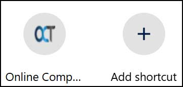 Chrome Add shortcut button