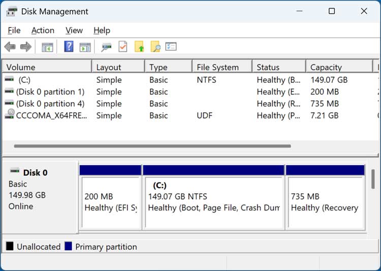 Disk Management extend C drive