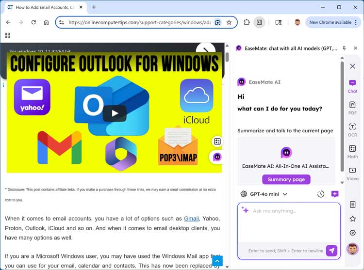 Easemate AI Chrome addon