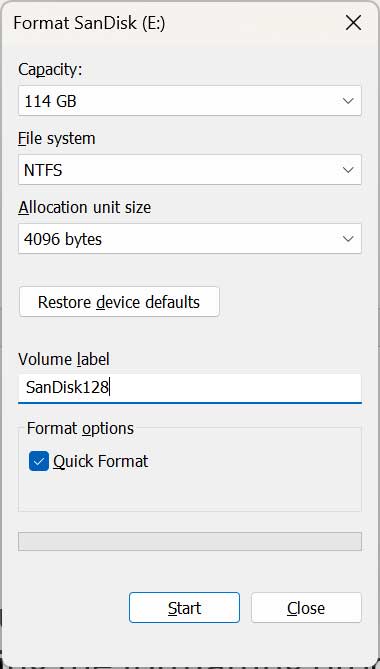 Format Drive in Windows