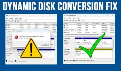 How to Fix “Not Enough Space” Error when Converting a Basic to Dynamic Disk