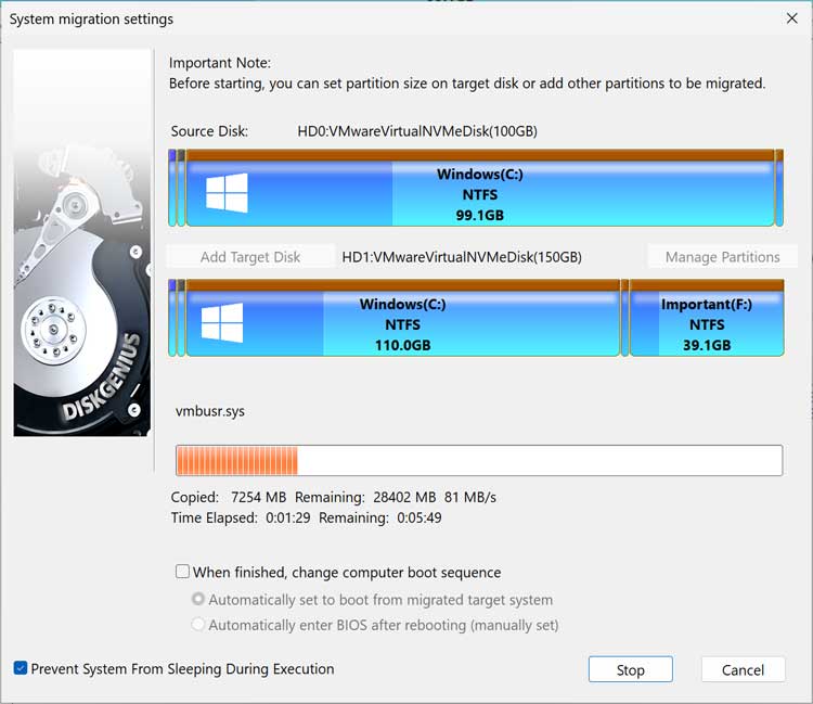DiskGenius clone Windows drive