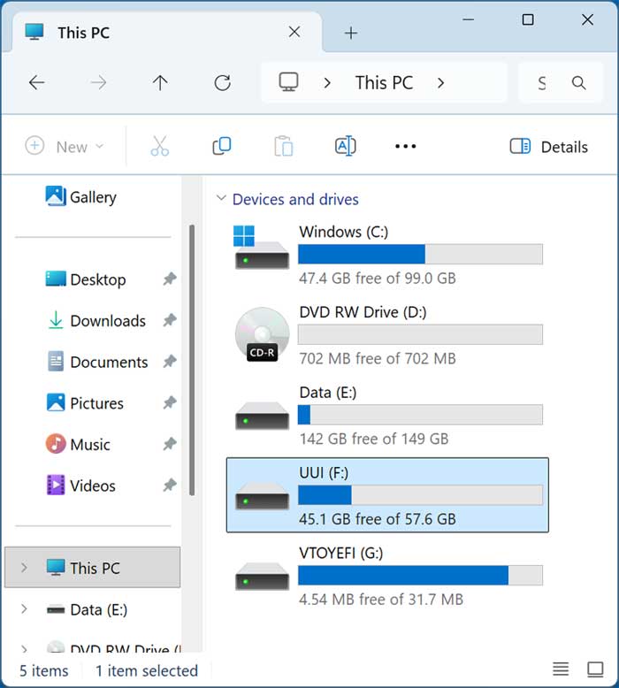 UUI and YTOYEFI partitions