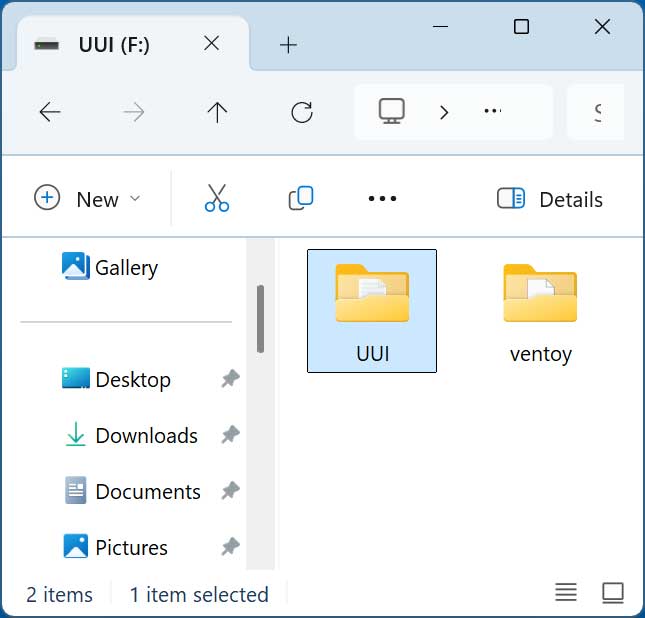 UUI and Ventoy folder