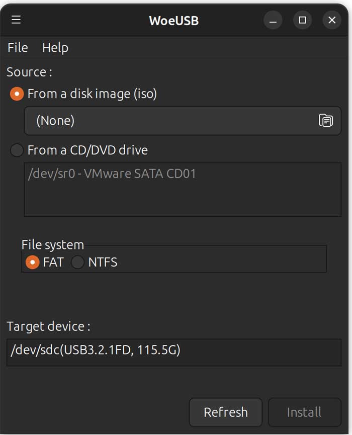 WoeUSB GUI application
