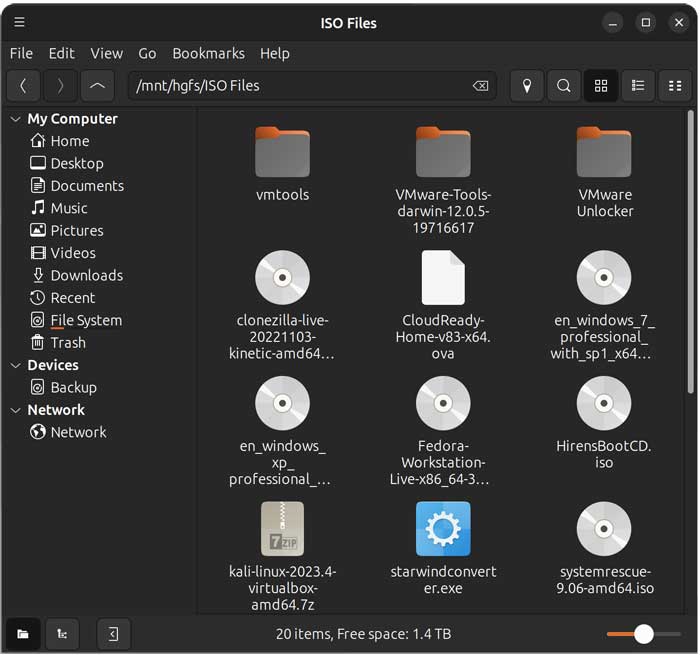 Linux /mnt/hgfs/ shared folder