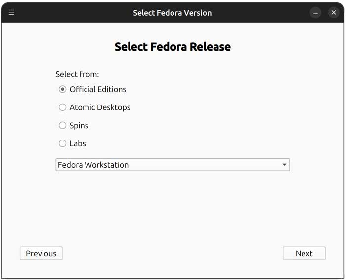 Select Fedora release